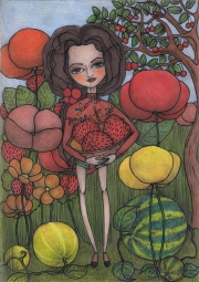 Girl And Big Fruit