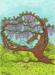 Girl Sleeping On The Tree